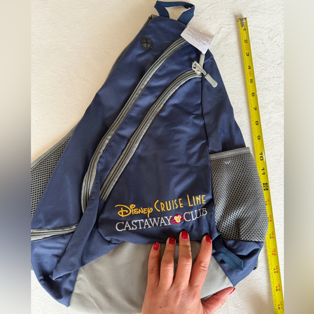 Disney Cruise Line Castaway Club cross body bag backpack. Navy and Gray. New